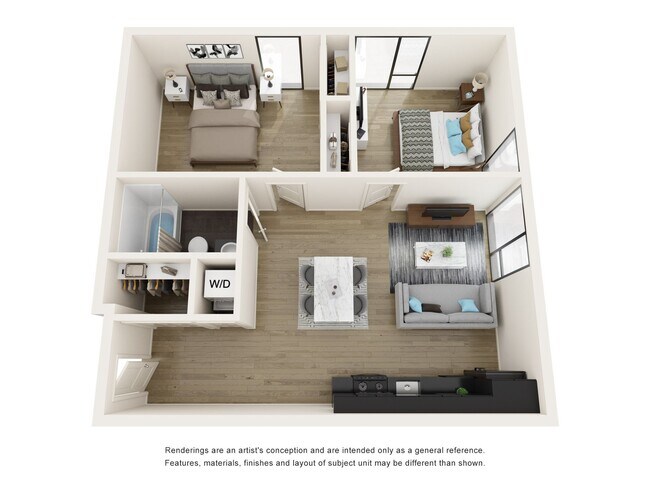 2 Bedrooms, 1 Bathroom 501 floor plan